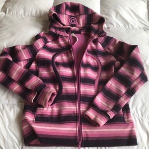 Lululemon Multi Pink Striped Zip Up Hoodie Size 10